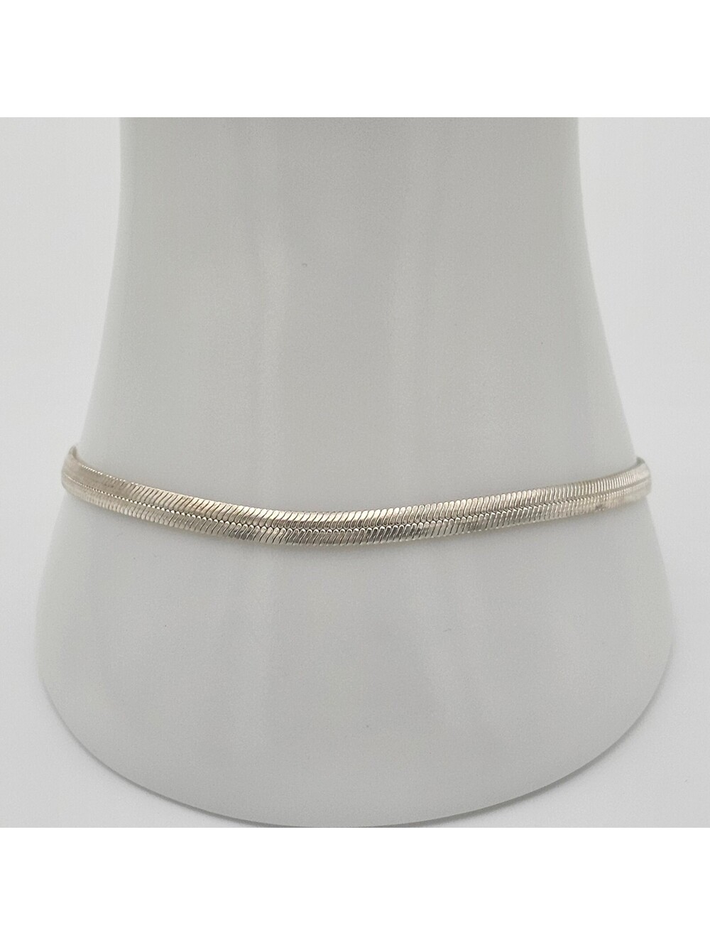 IBB 925 Sterling Silver Herringbone Chain Bracelet 7.5" Flat Silver Jewelry